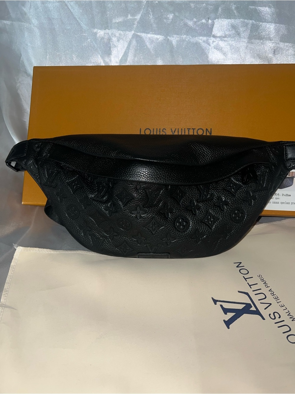 Black Embossed Monogram Belt Bag